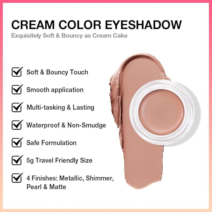 Kaely Single Cream Eyeshadow Pot, Nude Brown Matte Eye Shadow for Older Women High Pigmented Waterproof, Natural Eyeshadow Palette Makeup Brightener, sombras en crema para ojos, Blendable, R03