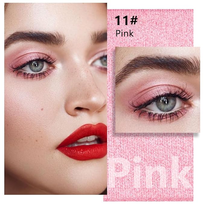 evpct Pink Single Eyeshadow Palette, Bright Light Pink Rose Glitter Shimmer Sparkle Cream Eye Shadow Palette Makeup for Older Women, High Pigment Waterproof Monochrome Mini Eyeshadow Makeup Products