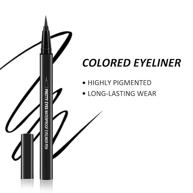 Boobeen 2pcs Liquid Eyeliner Pen, Matte Eye Liner with Precision Tip, Long Lasting Eyeliner Pencil for Bold Eye Makeup, Glides on Smoothly