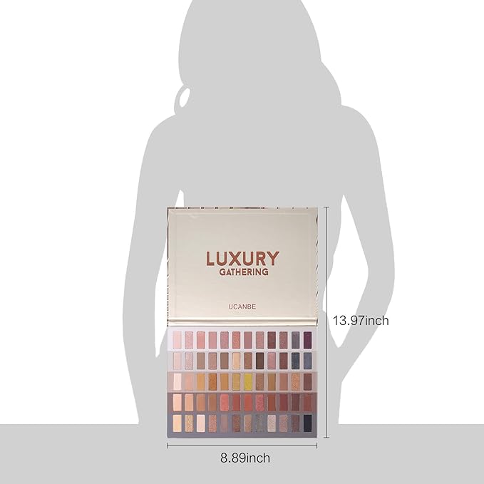 UCANBE 60 Colors Neutral Eyeshadow Palette, Warm Nudes Makeup Pallet, Natural Matte Glitter Shimmer Smokey Eye Shadows Halloween Cosmetic Gift Kit