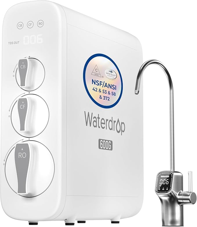Waterdrop G3P600 Reverse Osmosis System, 8 Stage Tankless Reverse Osmosis Water by Waterdrop