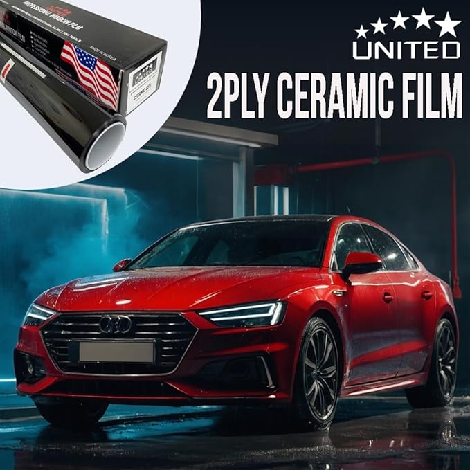 United Ceramic Pro Window Tint Car 20In x100Ft 2Ply Nano Ceramic IR-95 with 70% VLT - Outstanding Clarity & Views Window Tint for Car Home Blocks UV/IR Rays, Adhesive Film W/Lifetime Color Stability