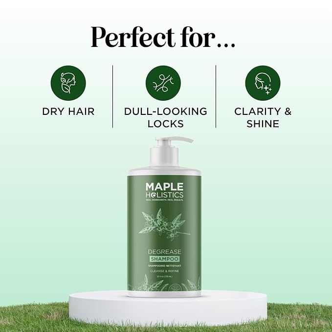 Maple Holistics Clarifying Shampoo for Oily Hair and Scalp - Deep Cleansing Shampoo Build Up Remover with Rosemary Oil - for Greasy Hair & Scalp - Vegan Color Safe Sulfate & Paraben Free (25 Fl Oz)