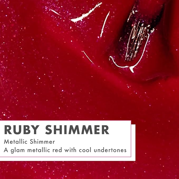 Olive & June Long Lasting Nail Polish | Plump Gel-Like Finish No Lamp Needed | Lasts up to 10 days | Salon-Quality at Home | 15-Free Vegan Cruelty-Free Chip-Resistant Shine | Ruby Shimmer Metallic Red