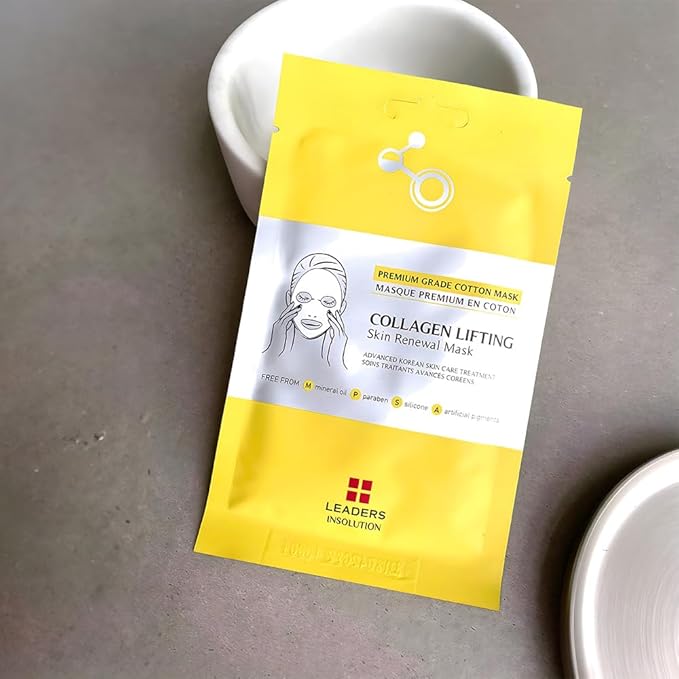 Leaders Insolution Collagen Lifting Skin Renewal Mask | Marine Collagen for Firmness and Elasticity Anti-Wrinkle, Sculpting Facial Sheet | Hydrating Serum for Smooth Skin (10 Sheets)