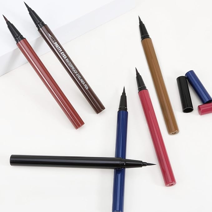 Boobeen 2pcs Liquid Eyeliner Pen, Matte Eye Liner with Precision Tip, Long Lasting Eyeliner Pencil for Bold Eye Makeup, Glides on Smoothly