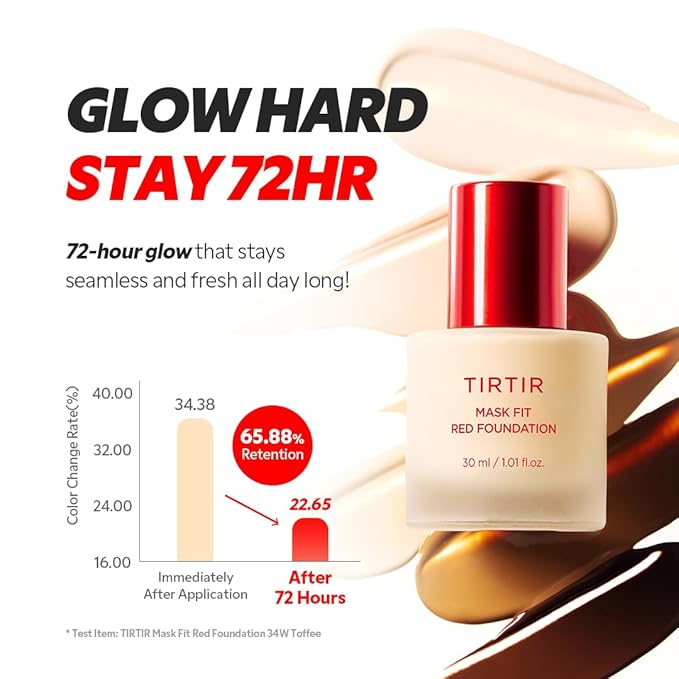 TIRTIR Mask Fit Red FoundationㅣLong Lasting Flawless Coverage, Energy Essence, Lightweight, Hydrating, Pore-Blurring, Breathable Satin Finish, Makeup, Radiant Skin, #25C Cool Taupe, 1.01 Fl Oz