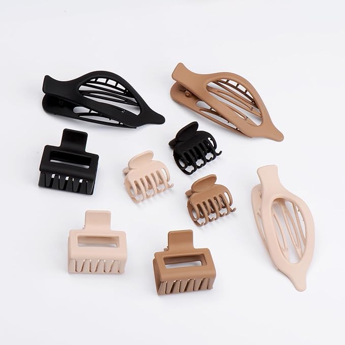 Mehayi 9 PCS Matte Hair Clips Claw for Women Girls, 3 Styles Nonslip Small Hold Strong Hold Cute Jaw Clip Barrettes for Thick Thin Long Short Hair, Fashion Acrylic Hair Clamps Styling Accessories