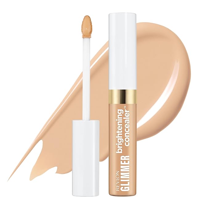 Revlon Glimmer Brightening Concealer, Liquid Under Eye Makeup, Made with Caffeine, Vitamin C, & Stevioside, 135, 0.3 fl oz