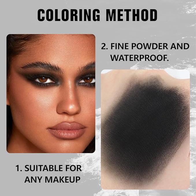 evpct Matte Deep Black Single Eye Shadow Palette Makeup for Older Women, Dark Black Cream Eye shadow Palette Single for Older Women Matte, High Pigment Waterproof Monochrome Eyeshadow, sombra de ojos