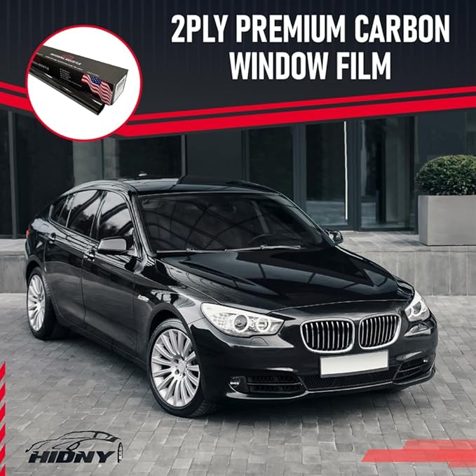 United Window Tint 24Inch x 100Ft 2Ply Carbon Film with 3% VLT - Privacy Window Tint for Cars, Home -Blocks UV/IR Rays, Reduce Heat & Glare - Adhesive Film with Lifetime Color Stability