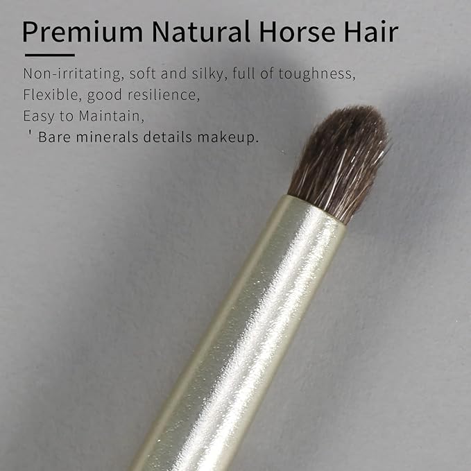 Natural Pony Hair Eye Shadow Brush, ENZO KEN Small Detail Eyeshadow Brush, Detailing Eye Shadow Brush, Mini Eye Smudge Brush, Corner Eyeshadow Brush, Eye Brushes, Eyeshadow Blending Brush. Gold, E204S