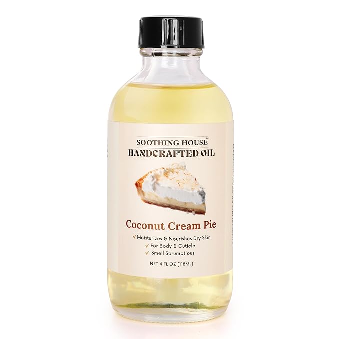 Coconut Creme Pie Body Oil - Premium Gourmand Body Moistruzier For Soft, Glowing Skin with Almond & Jojoba Oil (4 fl oz)
