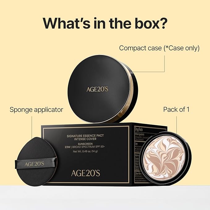 [NEW] AGE20'S Signature Essence Pact | 25N SAND | Vegan Korean Cushion Foundation | Pack of 1 | Cream Foundation, Dewy & Glow Finish, Natural Coverage, SPF 50+
