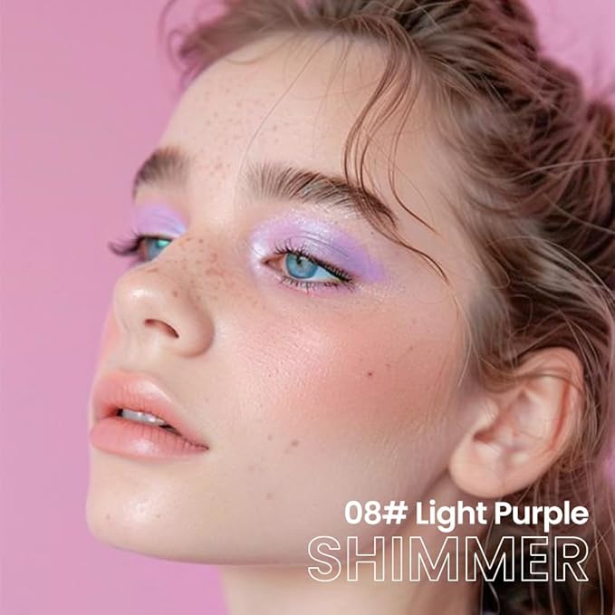 evpct Light Purple Shimmer Cream Eye Shadow Brightener Sticks Set for Eyes, Light Purple Shimmery Matte Pencil Eye shadow Applicator Stick Pen Palette Makeup Waterproof sombras en crema para ojos 08#