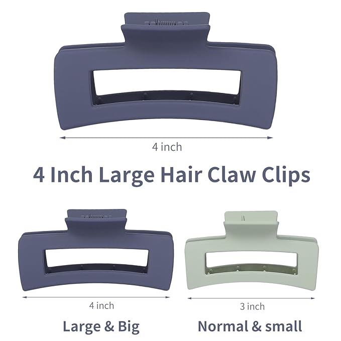 Hair Clip - Claw, 4.1 Inch Extra Large for Thick, Long, Curly Hair, 12 Pcs, 12 Rubber Paint and Plastic Materials, Non-Slip Design, Women and Girls Hair Accessories - Multicolor