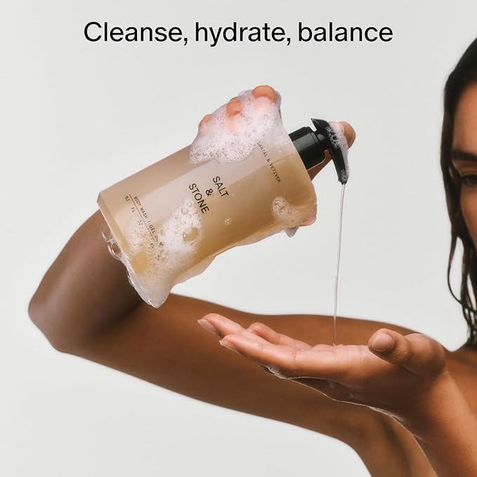 Salt & Stone Body Wash for Women & Men | Neroli & Basil | Hydrating Gel Cleanser | Clean & Soften Skin | Made with Niacinamide & Hyaluronic Acid | Free From Parabens, Sulfates & Pthalates (15.2 fl oz)