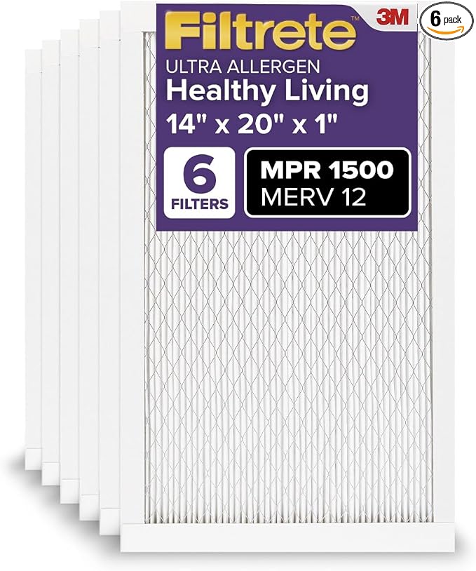 Filtrete 14x20x1 AC Furnace Air Filter, MERV 12, MPR 1500, CERTIFIED asthma & by Filtrete