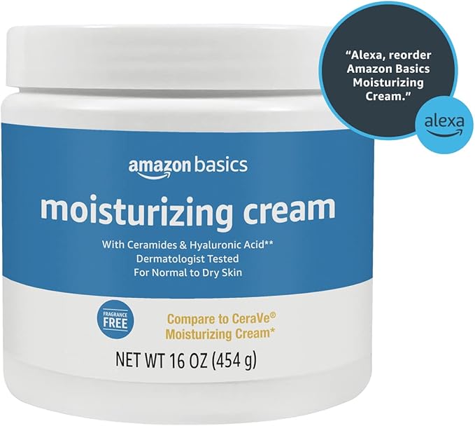 Amazon Basics Moisturizer Cream for Face, Dry Skin, Hydrating , 16 Ounces, 2-Pack