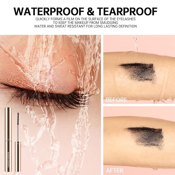 Brown Mascara for Fine Short Lash & Older Women & Mulit-layered Lashes, Ultimate Length Volumizing Lower Bottom Lashes Mascara, Ultra-Precise Slim Adjustable Brush to Any Angle, Smudge-proof