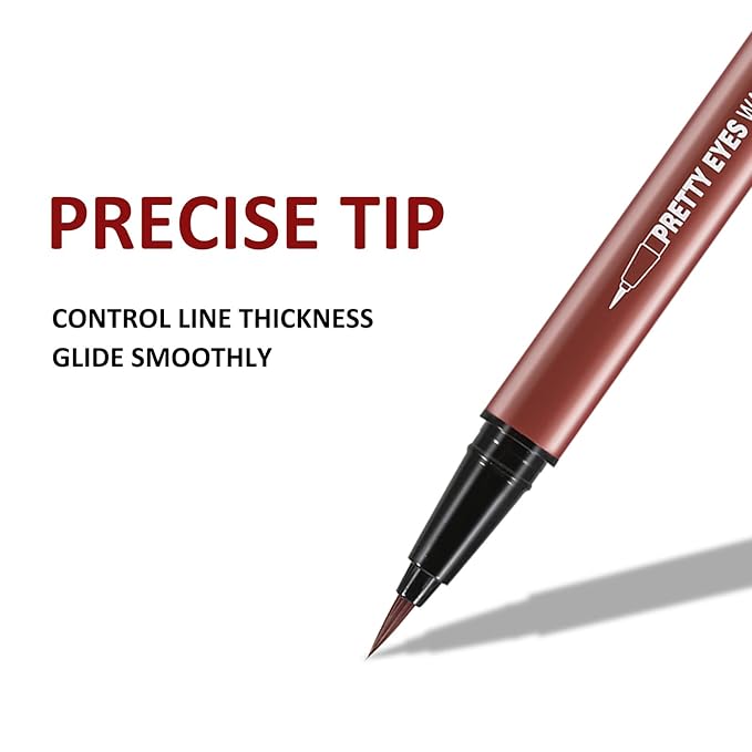 Boobeen 2pcs Liquid Eyeliner Pen, Matte Eye Liner with Precision Tip, Long Lasting Eyeliner Pencil for Bold Eye Makeup, Glides on Smoothly