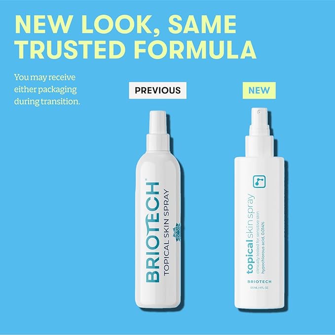 BRIOTECH Topical Skin Spray, Hypochlorous Acid Spray for Sensitive Skin, HOCl Facial Mist, Full Body Support Against Irritation, Calm Redness, Soothe Foot & Scalp, 4 oz (2 Pack)