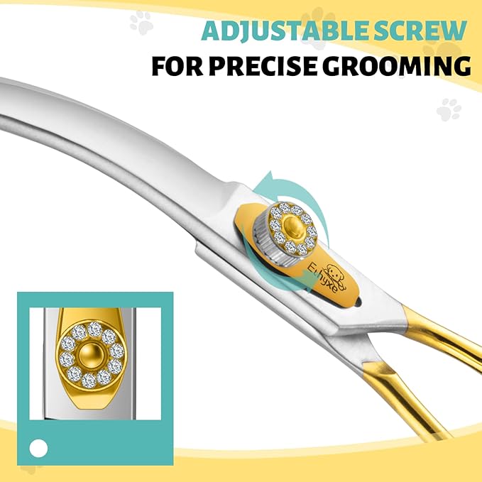 7 Inch Curved Dog Grooming Scissors Made Of 440C Stainless Steel Professional Downward Curved Pet Face Trimming Shears with Jewelled Screw, Sharp & Comfortable for Groomers