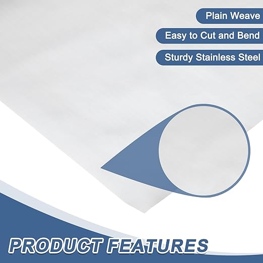 uxcell 500 Mesh 118" x 12" Woven Wire Mesh, 304 Stainless Steel Air Vent Filter - Image 3