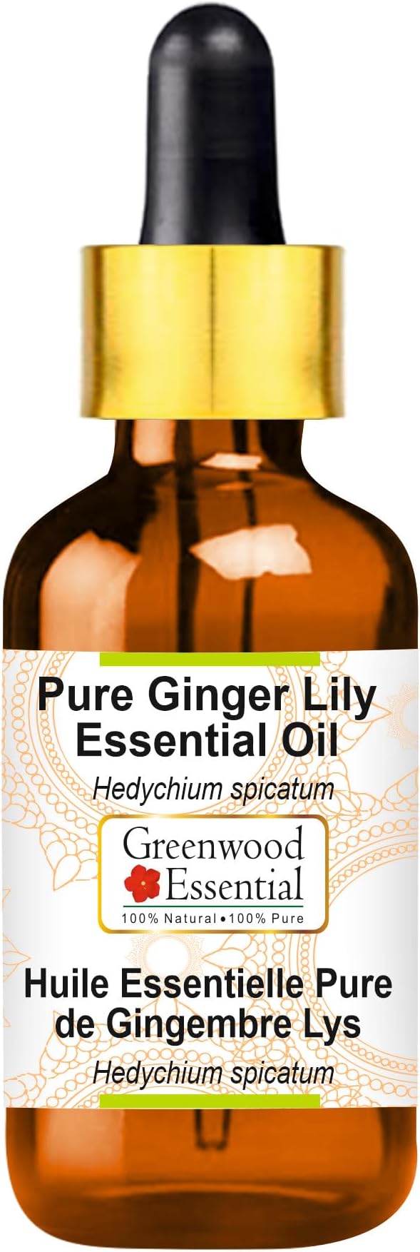 Greenwood Essential Pure Ginger Lily Essential Oil (Hedychium spicatum) with Glass Dropper Steam Distilled 30ml (1.01 oz)