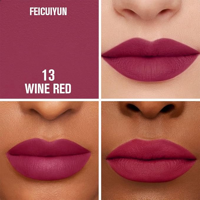 Matte Calligraphy Liquid Lip Liner Lipstick Pencil, Wine Red Long-Lasting Transfer-Proof Lip Stain Halloween Birthday Party Wear, Sheer Buildable Color, Fades to a Natural Wash of Colors