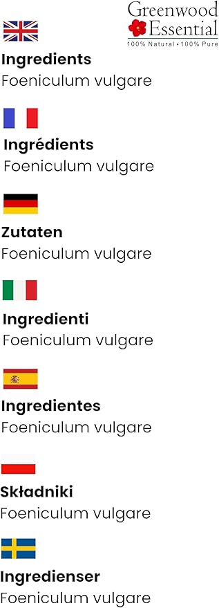 Greenwood Essential Pure Fennel Seed Essential Oil (Foeniculum vulgare) Steam Distilled 5ml (0.16 oz)