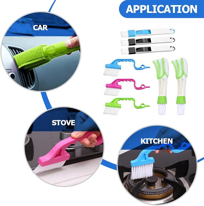 VILLCASE 8pcs Window Groove Cleaning Brush Set Stiff Bristles - Image 5
