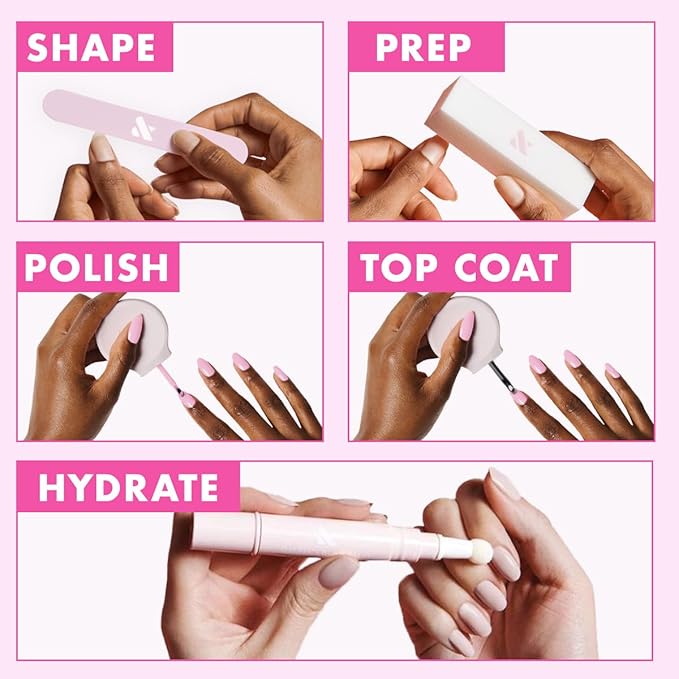Olive & June Long Lasting Nail Polish | Plump, Gel-Like Finish No Lamp Needed | Lasts up to 10 days | Salon-Quality at Home | 15-Free, Vegan Cruelty-Free Chip-Resistant | Pink Goldfish Pink Iridescent