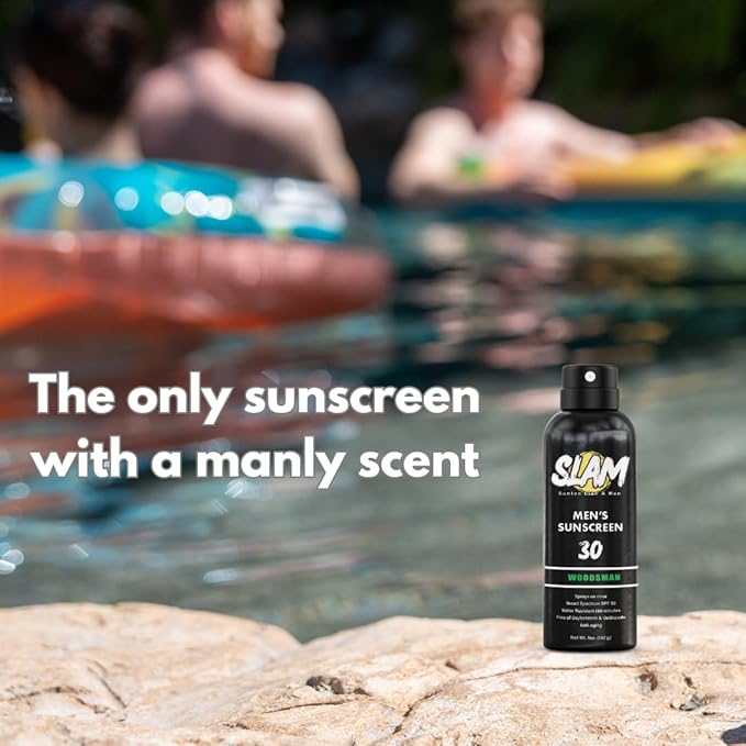SLAM WoodsMan & BeachMan Bundle - Men's Scented Sunscreen Spray, Water Resistant, Paraben Free, Broad Spectrum UVA/UVB Sunscreen SPF 30