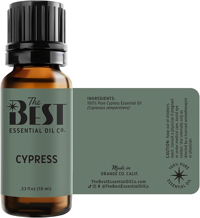 The Best Cypress Essential Oil Premium Grade- 100% Pure & Natural for Aromatherapy, Diffuser, Spa, Massage, Air Freshener- 10 ml (.33 fl oz)