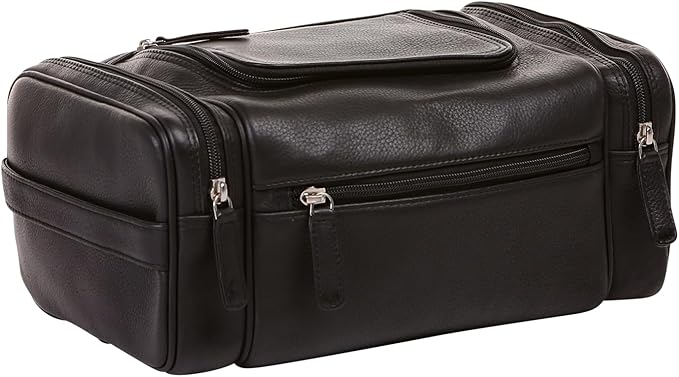 ELIZO Genuine Leather Toiletry Bag for Men Mens Toiletry Bags for Traveling Waterproof Hanging Leather Dopp Kit w/Hook Extra largeToiletry Bag Travel Organizer for Toiletries