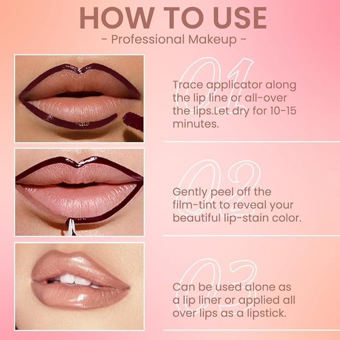 Matte Lip Gloss Stain-Peel Off Lip Liner Tattoo, Dark Brown Peel-Off Lip Tint，Long Lasting Peel Off Lip Stain, Waterproof Transfer-proof Lip Mask Lip Liner Peel Off Lip Gloss,Stayn Lip Makeup.05#
