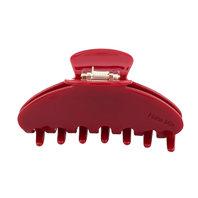 Premium Durable Acetate Hair Claw - 4 Inch Red Claw Clip For Women | Cute Clip For Thick Or Thin Hair | Large Hair Claws | (Red)