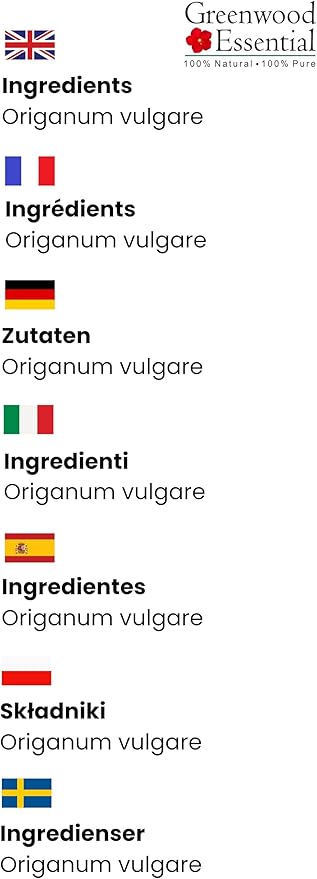 Greenwood Essential Pure Oregano Essential Oil (Origanum vulgare) Steam Distilled 15ml (0.50 oz)