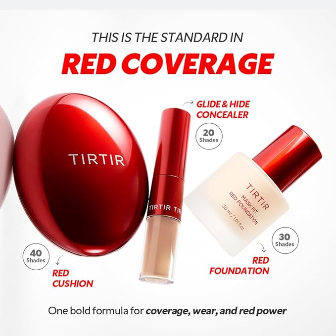 TIRTIR Mask Fit Red FoundationㅣLong Lasting Flawless Coverage, Energy Essence, Lightweight, Hydrating, Pore-Blurring, Breathable Satin Finish, Makeup, Radiant Skin, #13N Fair Ivory, 1.01 Fl Oz