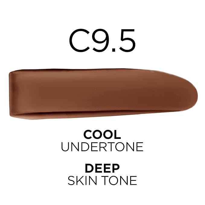 L'Oréal Paris True Match Super-Blendable Foundation, Medium Coverage Liquid Foundation Makeup with SPF 17, C9.5, Deep, 1 Fl Oz (Pack of 2)