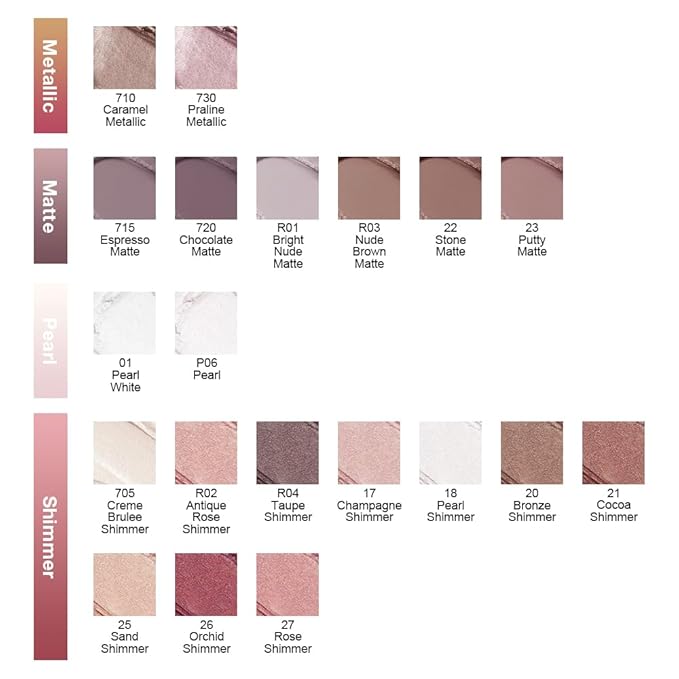 evpct Single Cream Eye Shadow Palette Pot Makeup for older Women, Praline Dusty Pink Mauve Shimmer Glitter Metallic Monochrome Cream to Powder Eyeshadow Palette Eye Brightener, Waterproof Blendable