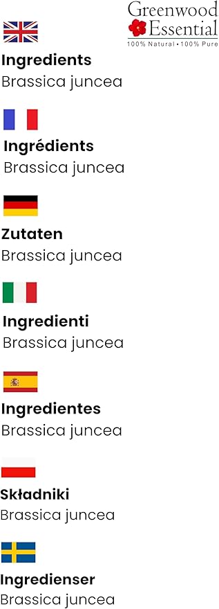 Greenwood Essential Mustard Oil (Brassica juncea) | Cold Pressed | Natural | Undiluted | For Diluting Essential Oils | For Skin & Massage | Men & Women | 5ml (0.16 oz)