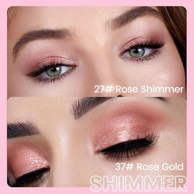 evpct 2Pcs Cream Eye Shadow Brightener Sticks Set for Eyes Waterproof, Rose & Rose Gold Shimmer Cream Eyeshadow Applicator Stick Long Lasting Pigmented Eye Makeup sombras en crema para ojos 27+37
