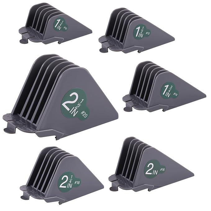 Extra Long Clipper Guards for Wahl 10 12 14 16 18 20 Hair Clipper Guards, 2.5 Inch Clipper Guides Attachments - 1.25" to 2.5", 6 Piece Set, Gray Color