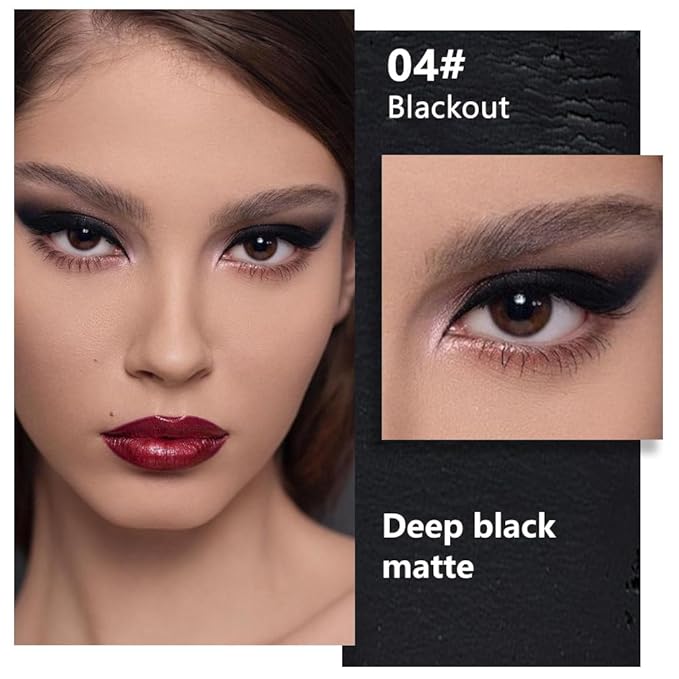 evpct Matte Deep Black Single Eye Shadow Palette Makeup for Older Women, Dark Black Cream Eye shadow Palette Single for Older Women Matte, High Pigment Waterproof Monochrome Eyeshadow, sombra de ojos