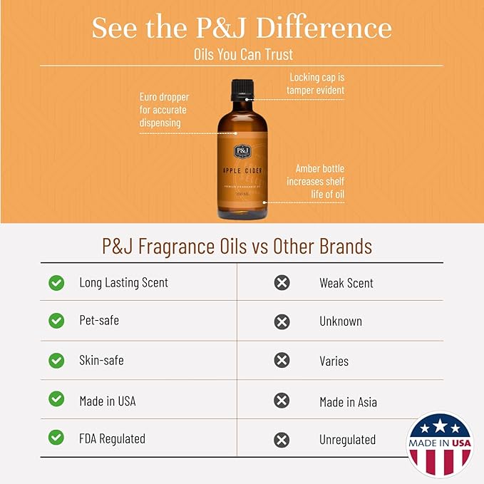 P&J Trading - Apple Cider Scented Oil 100ml - Fragrance Oil for Candle Making, Soap Making, Diffuser Oil