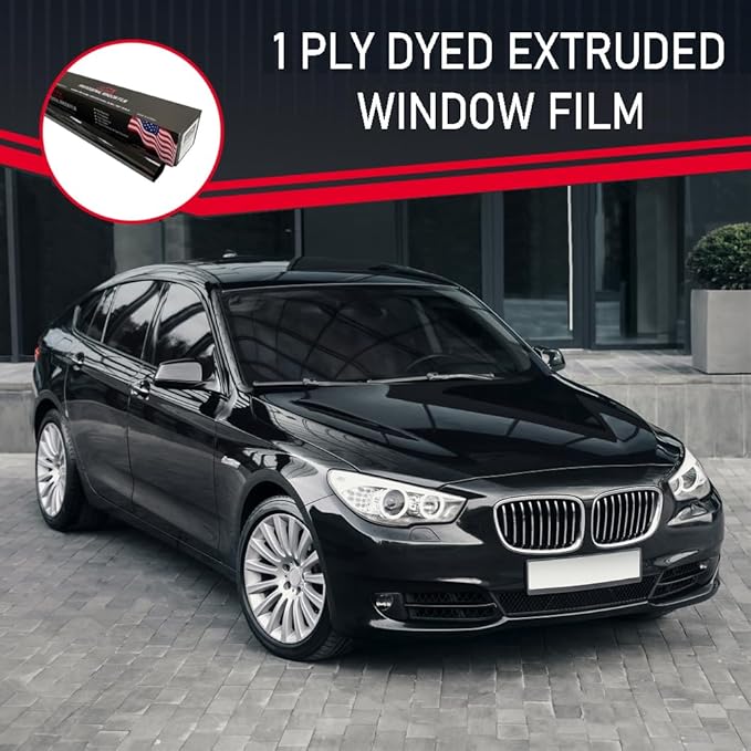 United Professional Window Tint 50% VLT 24" in x 100'Ft 1Ply Dyed Upgraded Film - Privacy Window Tint for Car, Home, Blocks UV/IR Rays, Reduce Heat & Glare - Adhesive Window Film Standard Black Color