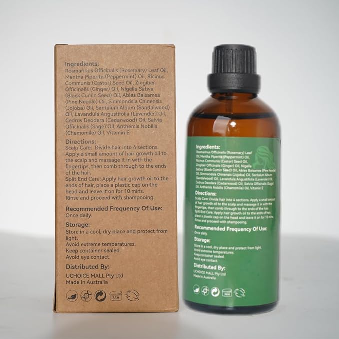 NP NATURES PHILOSOPHY Rosemary Oil for Hair Growth, Hair Growth Oil 3.38 fl oz, Anti-Hair Loss, Quickly Absorbed & Non-Greasy, Aussie Organic Hair Serum for All Hair Types, for Men and Women