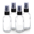 Wedama 2 oz Mini Glass Spray Bottles, Empty Small Spray Bottles with Funnel Dropper, Fine Mist for Hair, Travel, Plants, Cleaning Solutions and Skin Care (4 Pack Clear)